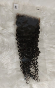 5x5 Lace Closure Kinky Curl Virgin Hair With Waive 14" Inch